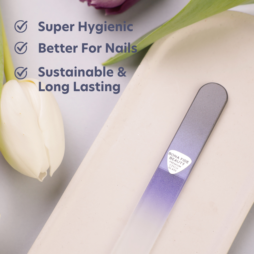 Single Glass Nail File in Black/Cobalt with Hard Case