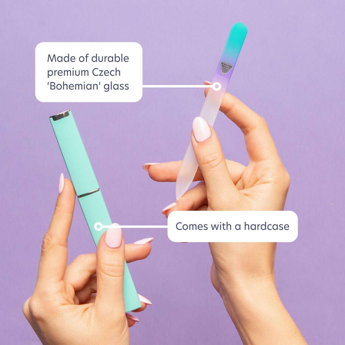 Single Czech Glass File - Aqua/Violet