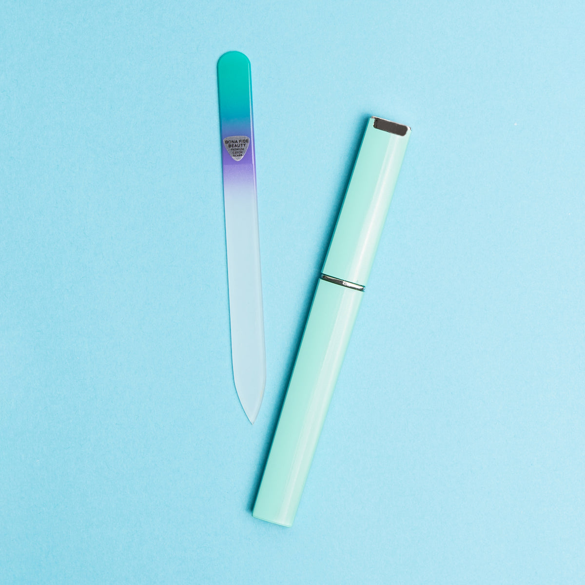 Single Czech Glass File - Aqua/Violet