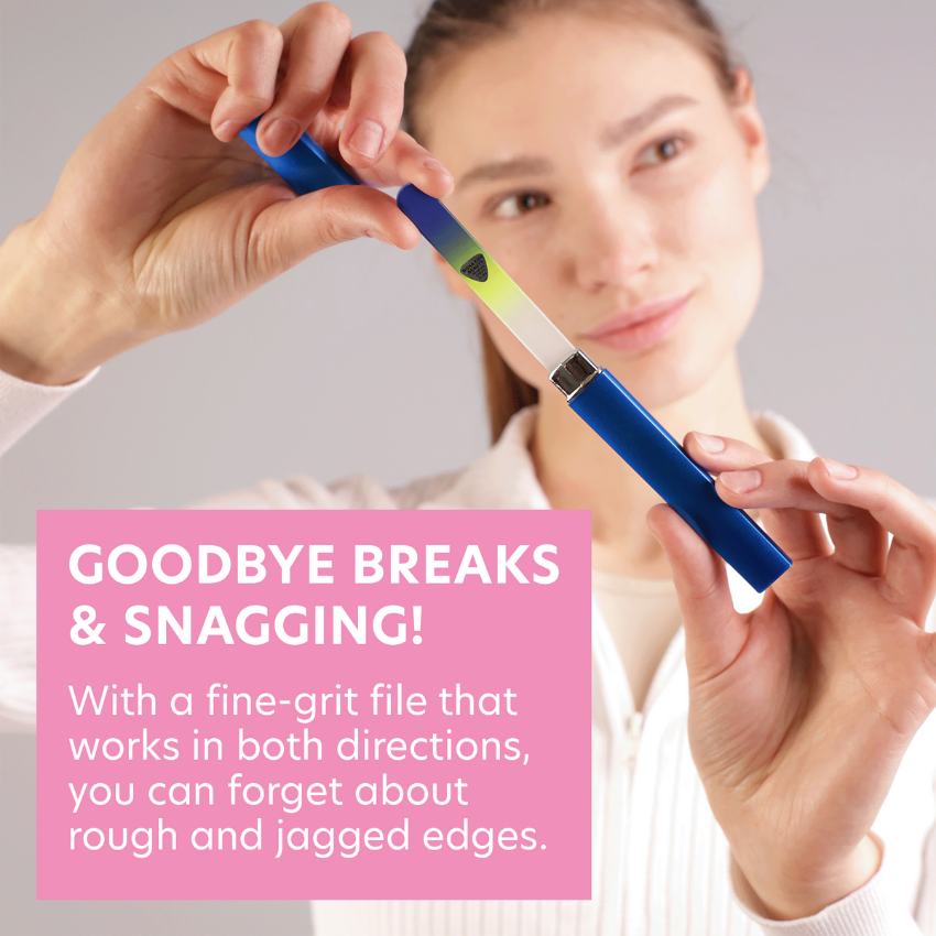 Czech Glass Nail File in Cobalt/Neon with Hard Case