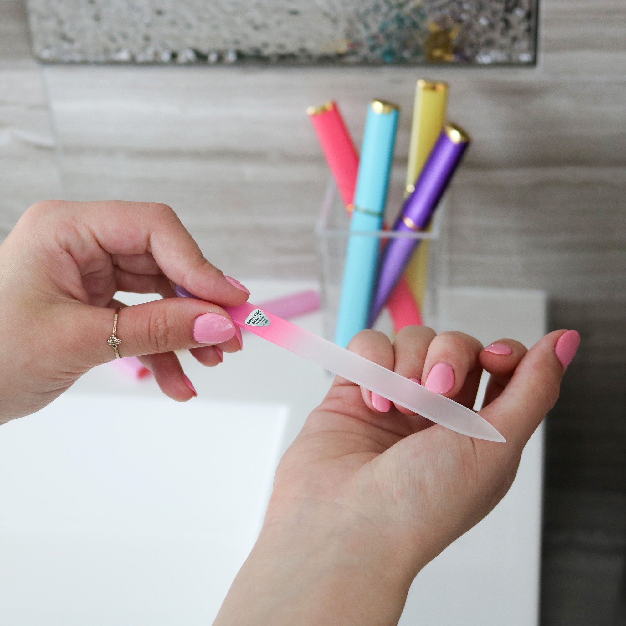 5-Pack Glass Nail Files in Hard Cases - Sunset Drive