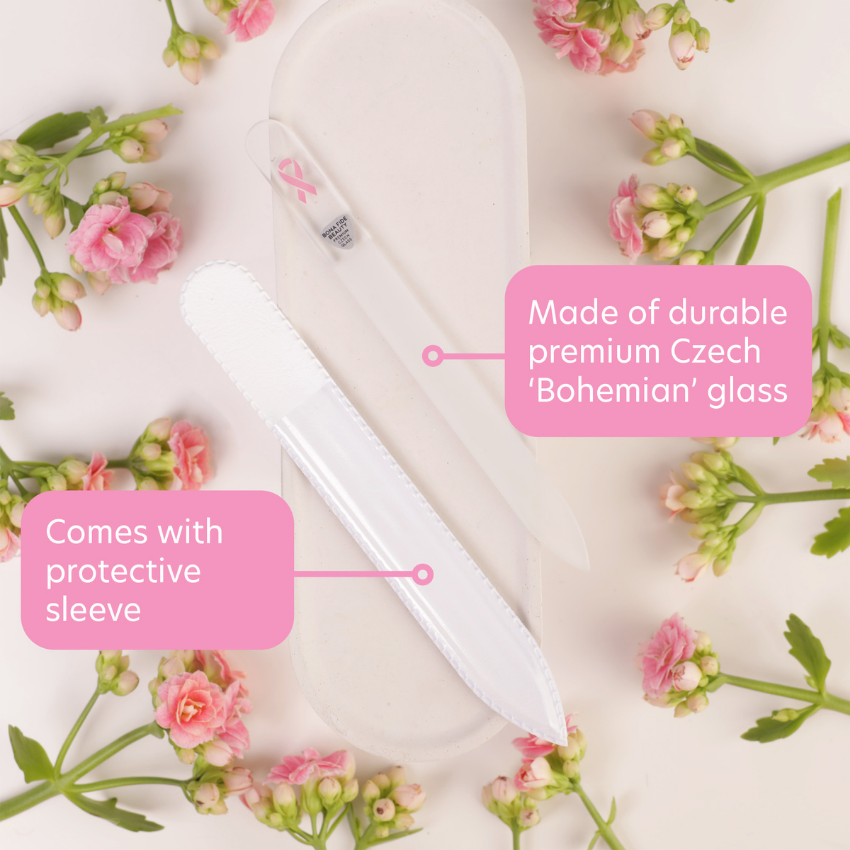 Breast Cancer Awareness Czech Glass Nail File - For Charity