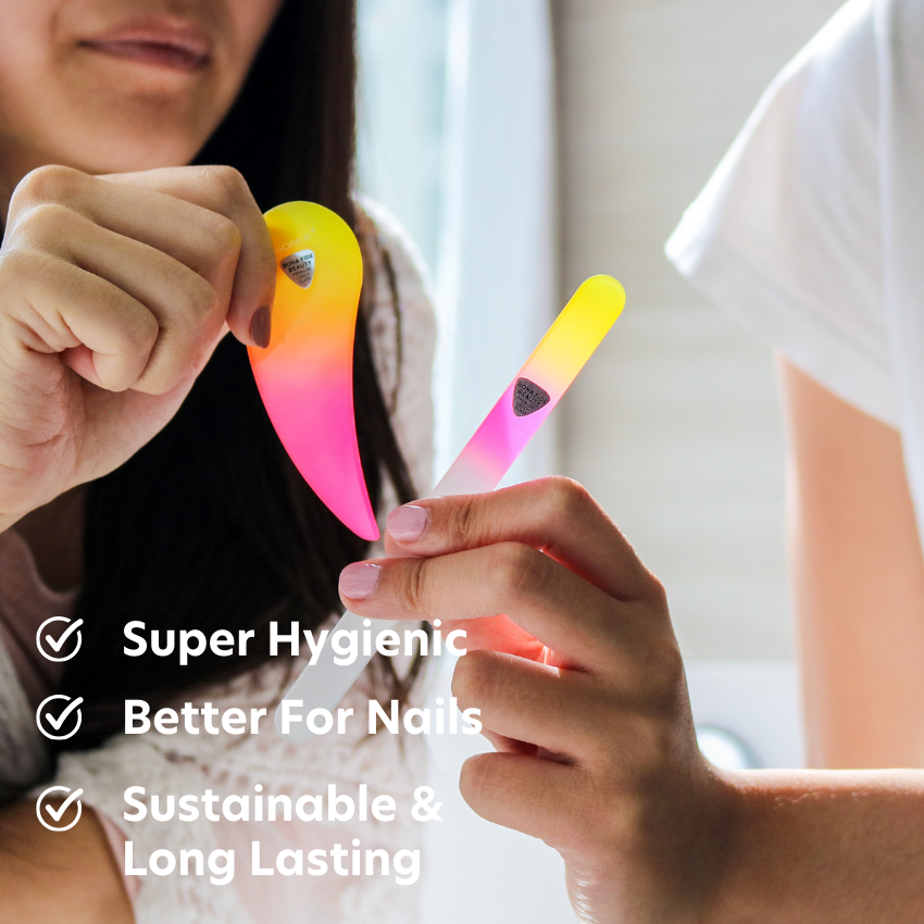 Drop Ergo Glass Nail File Duo Set in Sunset