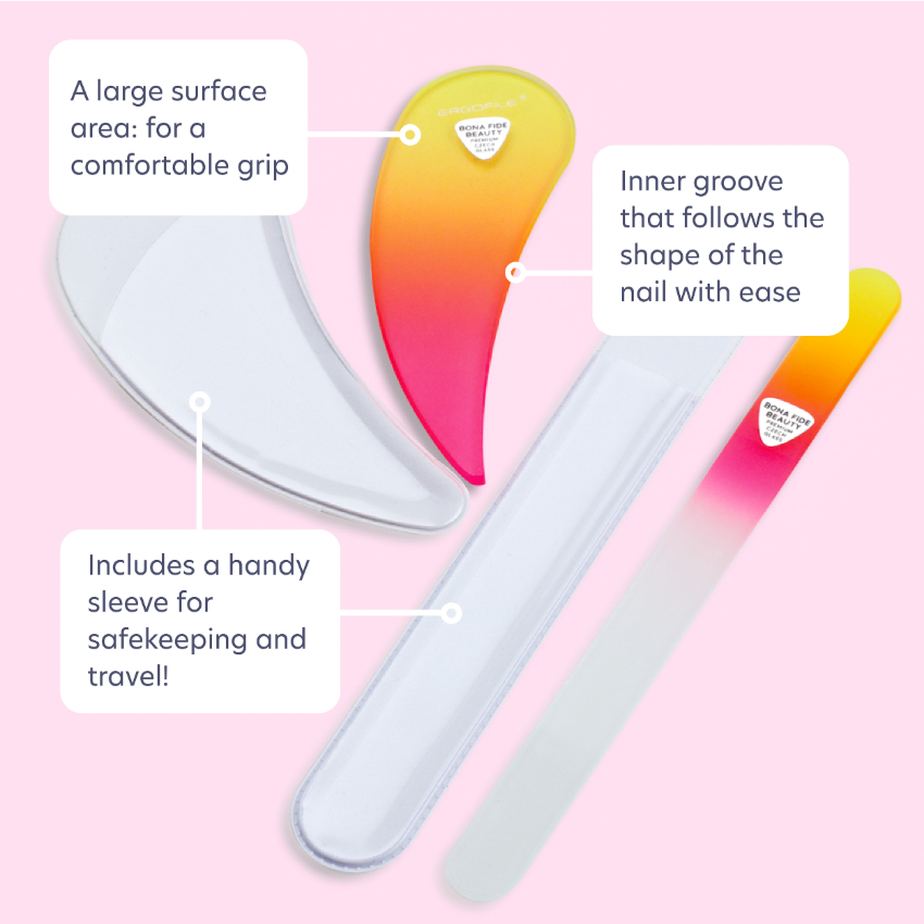 Drop Ergo Glass Nail File Duo Set in Sunset