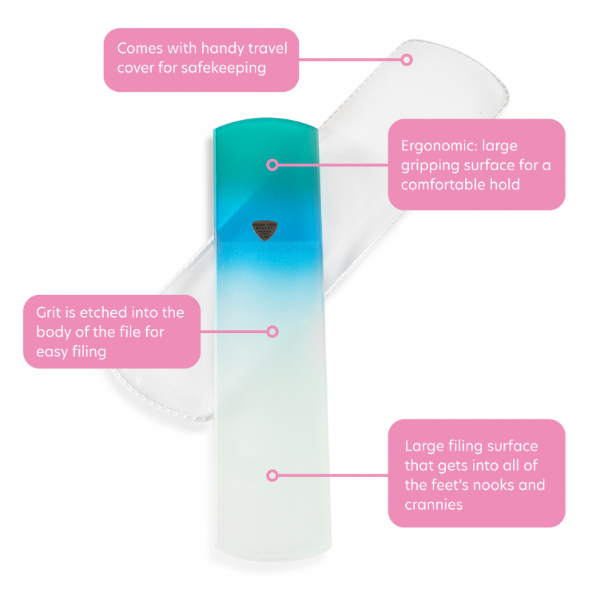 Single Glass Foot File in Green/Aqua