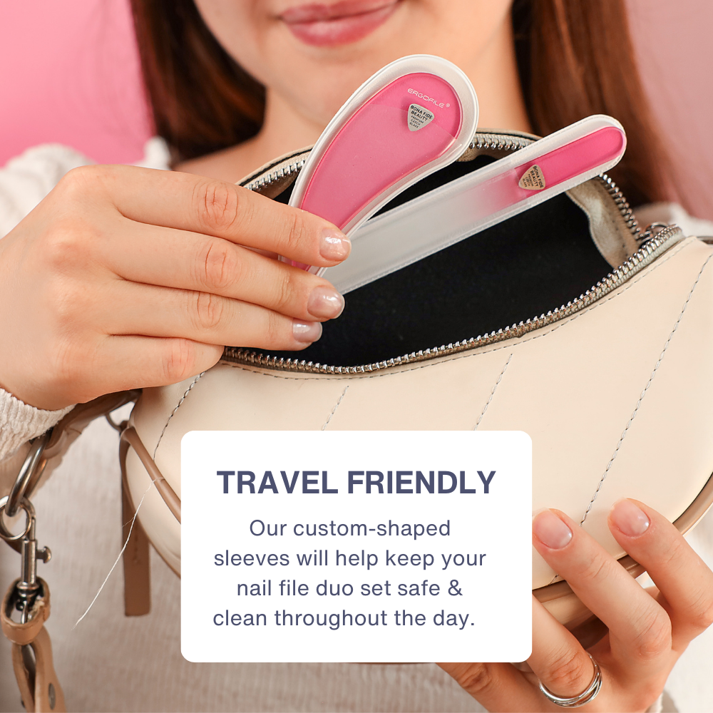 Drop Ergo Czech Glass Nail File Duo Set in Pink