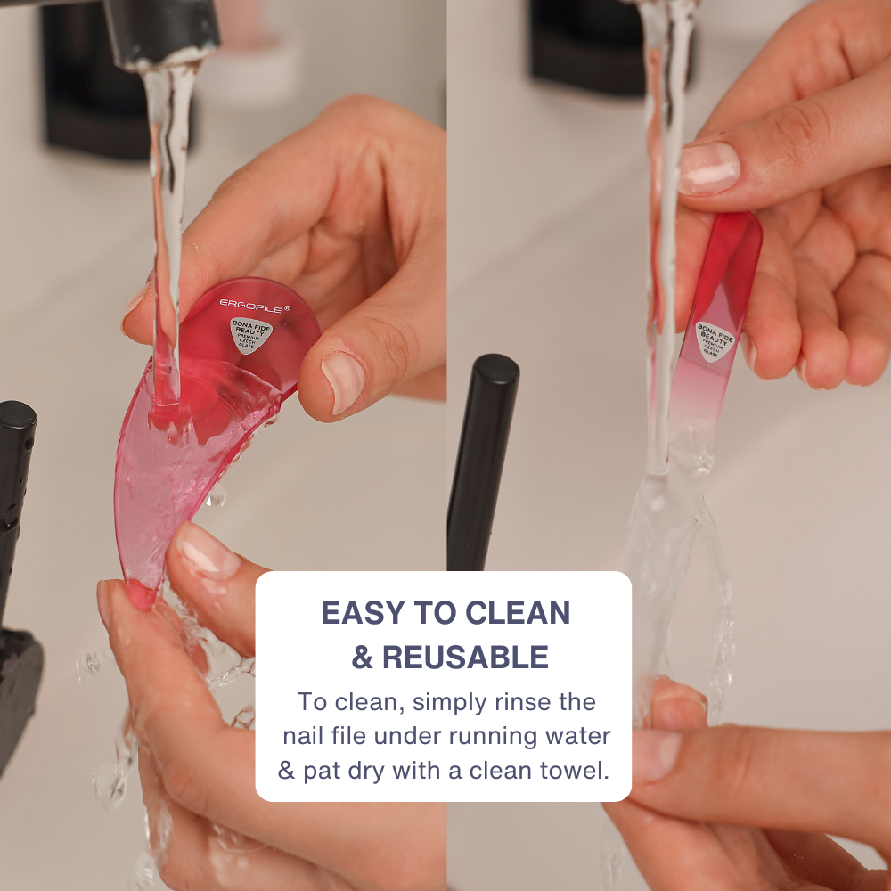 Drop Ergo Czech Glass Nail File Duo Set in Pink