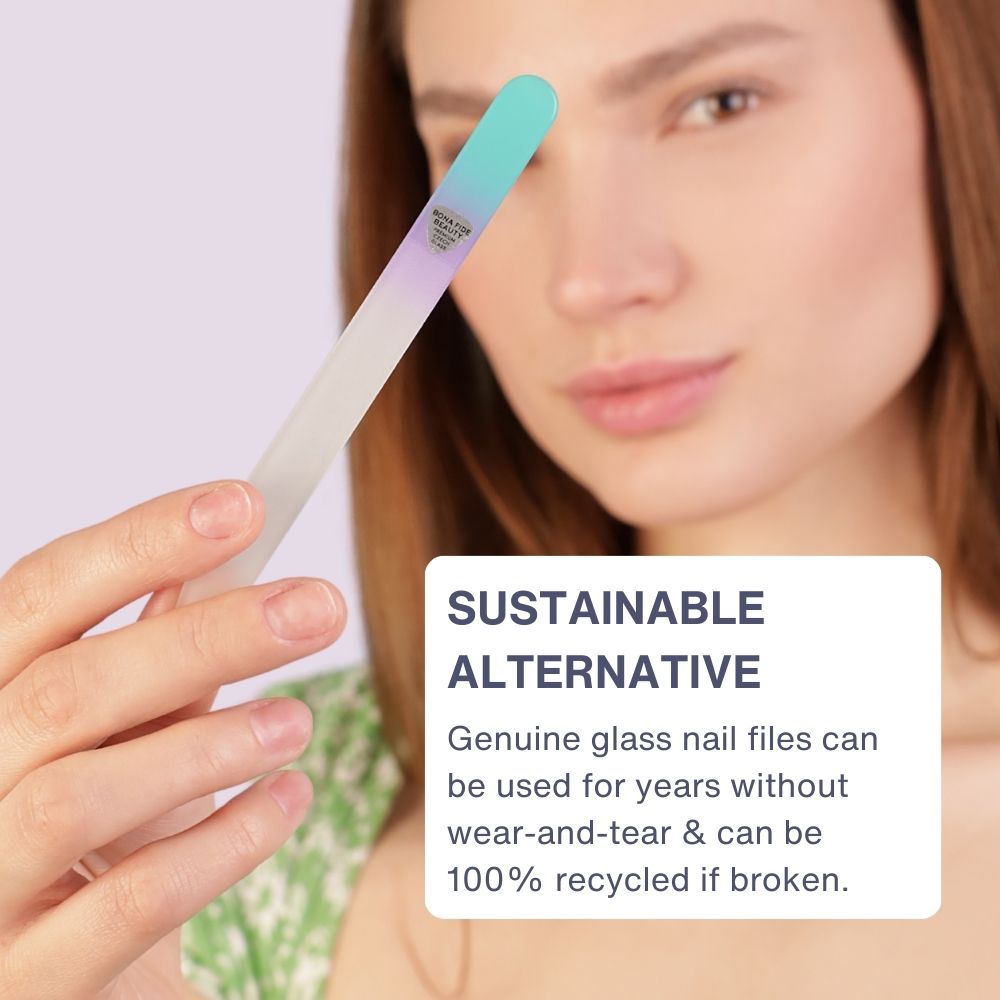 Single Czech Glass Nail File In Aqua Violet in Hard Case