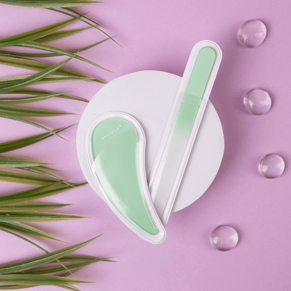 Drop Ergonomic Czech Glass Nail File Duo Set