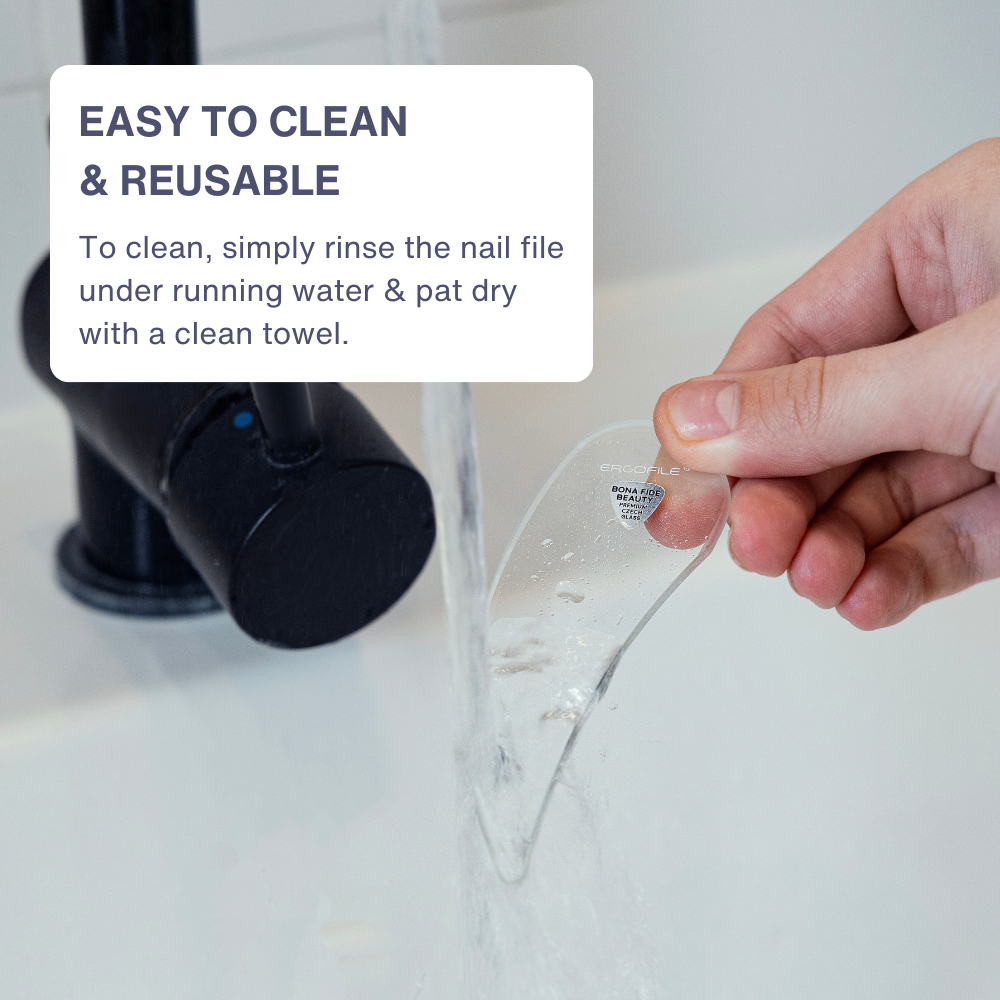Drop Ergo Glass Nail File Duo Set in Clear