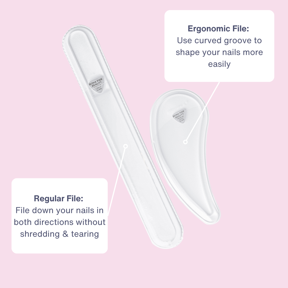 Drop Ergo Glass Nail File Duo Set in Clear