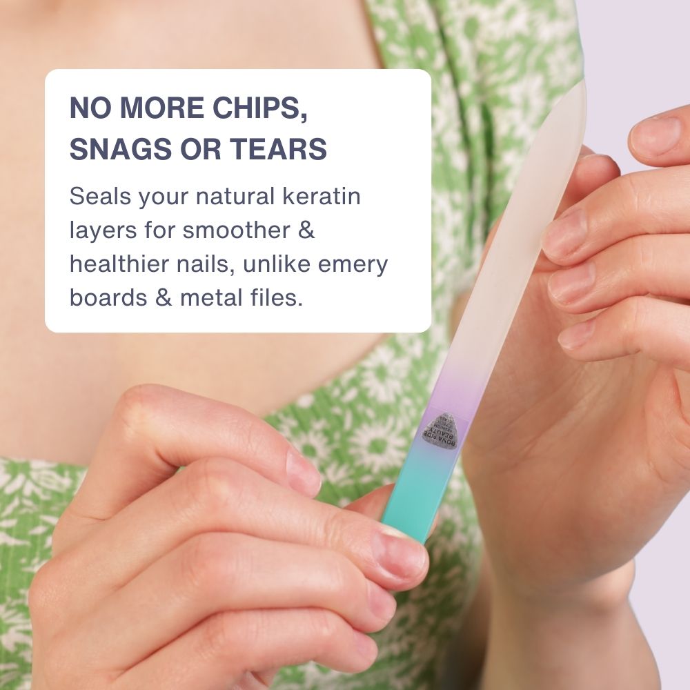 Single Czech Glass Nail File In Aqua Violet in Hard Case