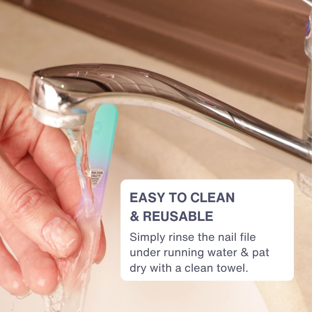 Single Czech Glass Nail File In Aqua Violet in Hard Case