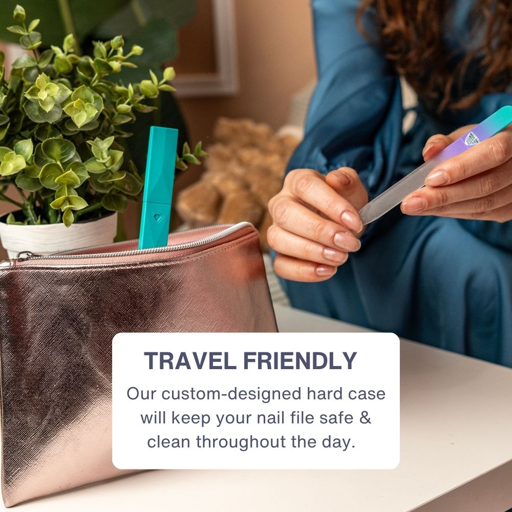 Single Czech Glass Nail File In Aqua Violet in Hard Case