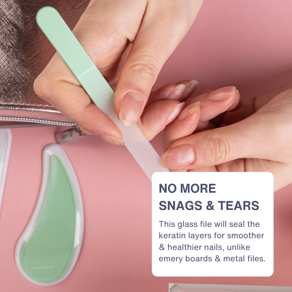 Drop Ergo Glass Nail File Duo Set in Jade