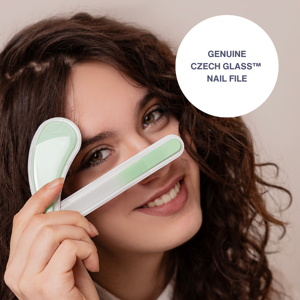 Drop Ergo Glass Nail File Duo Set in Jade