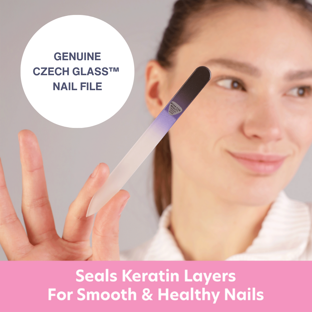 Single Glass Nail File in Black/Cobalt with Hard Case