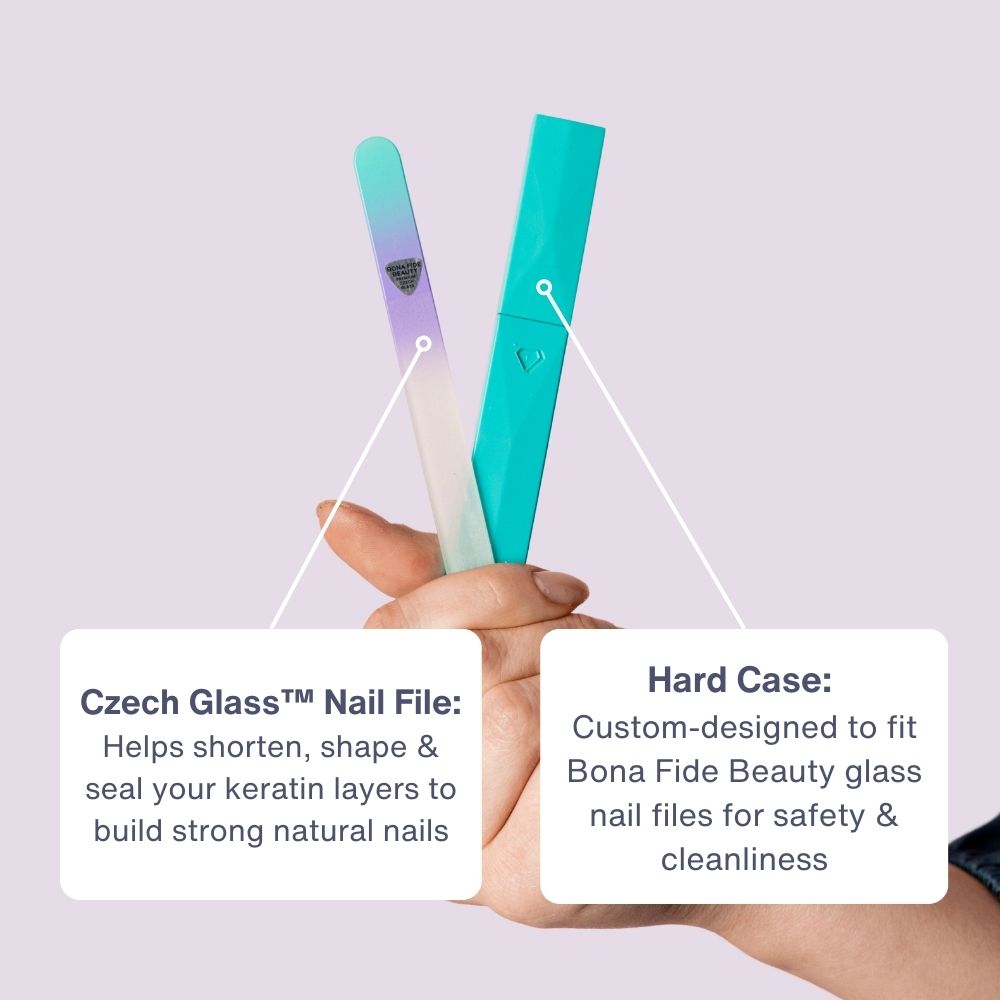 Single Czech Glass Nail File In Aqua Violet in Hard Case