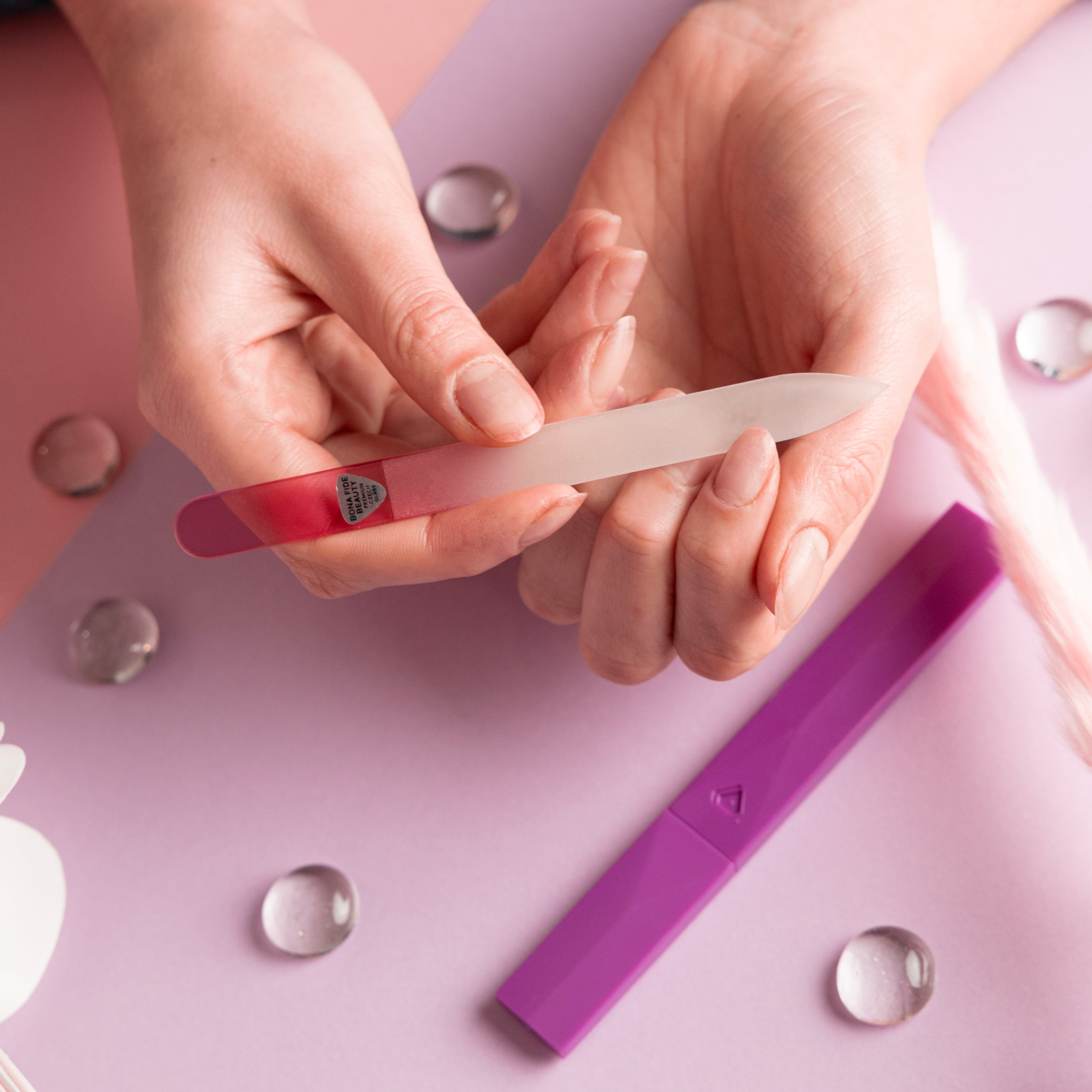 Single Glass Nail File in Pink