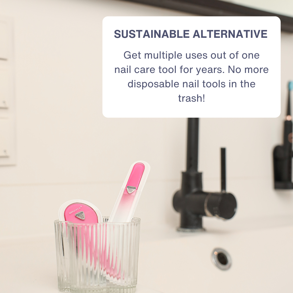 Drop Ergo Czech Glass Nail File Duo Set in Pink