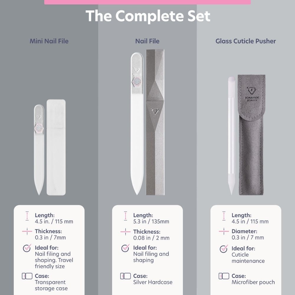 3-Piece Czech Glass Manicure Set in Silver