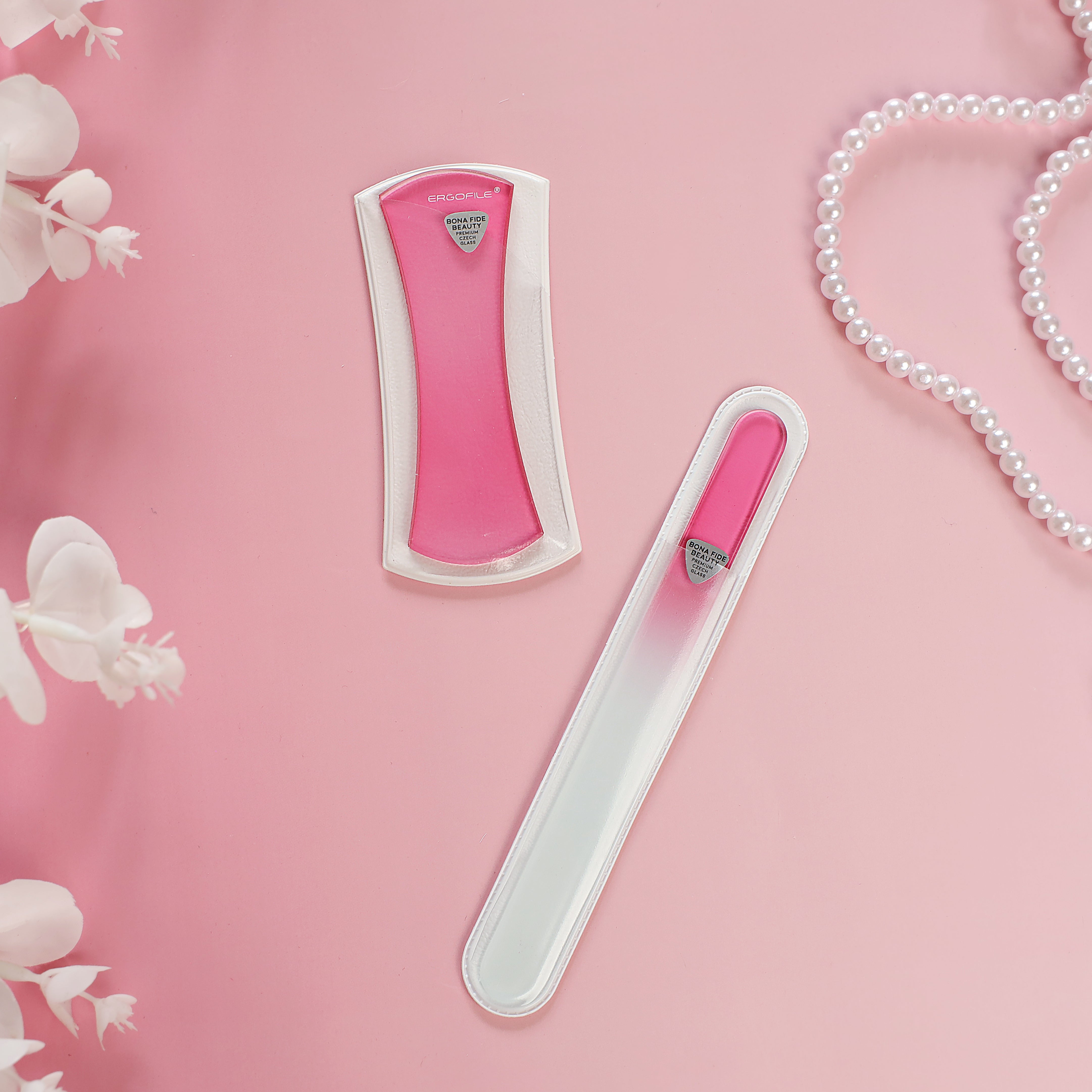 Bow Ergo Czech Glass Nail Duo Set in Clear