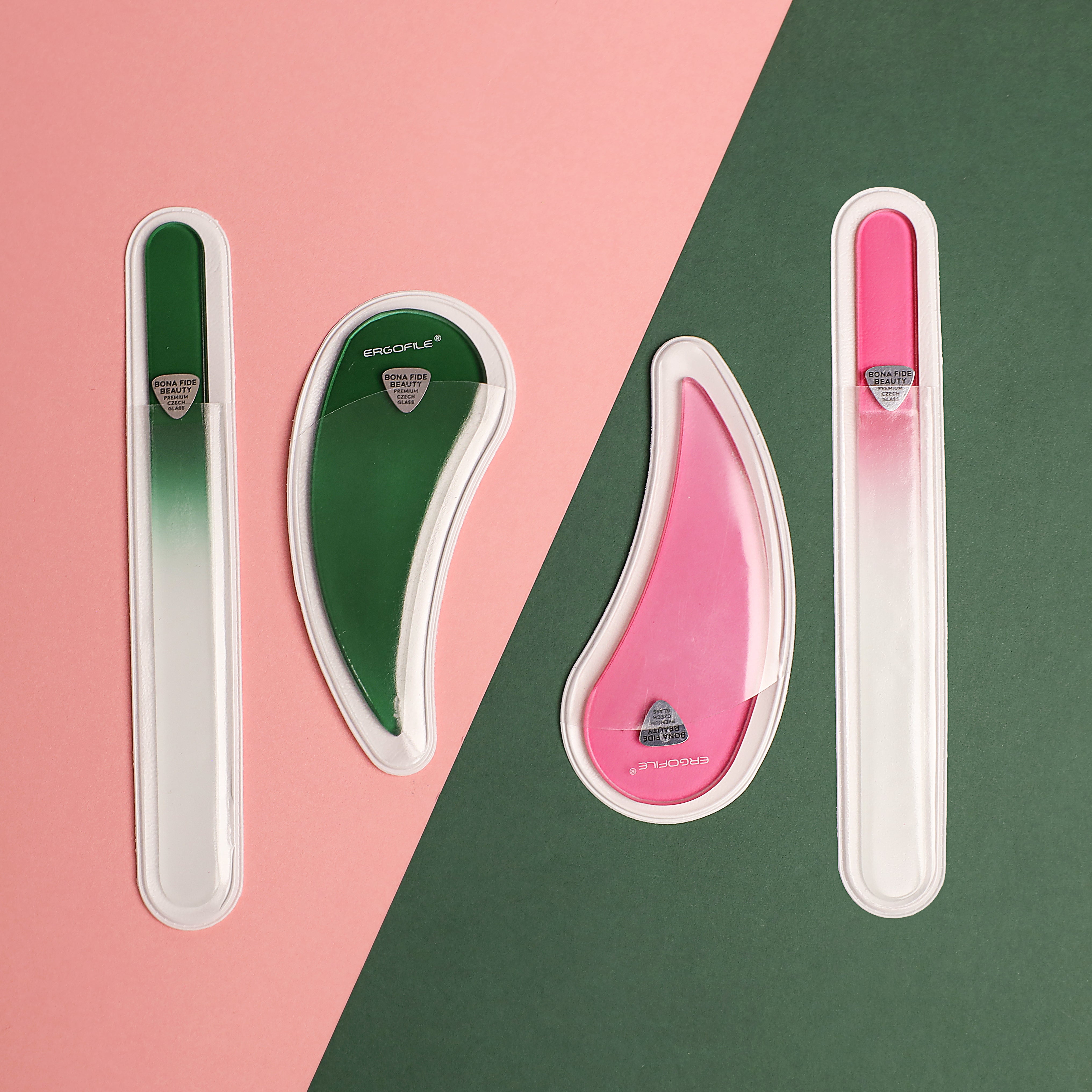 【限定セール】The Beautools TBFP-02G Bestie' Ergonomic Double Duo Czech Glass Nail File Set | Limited