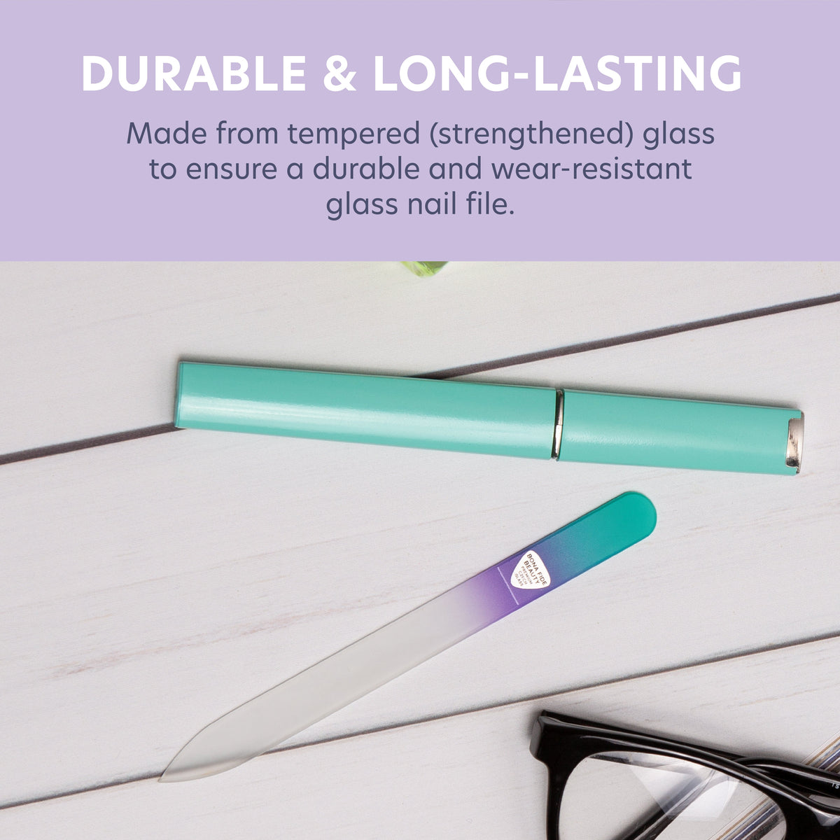 Single Czech Glass File - Aqua/Violet