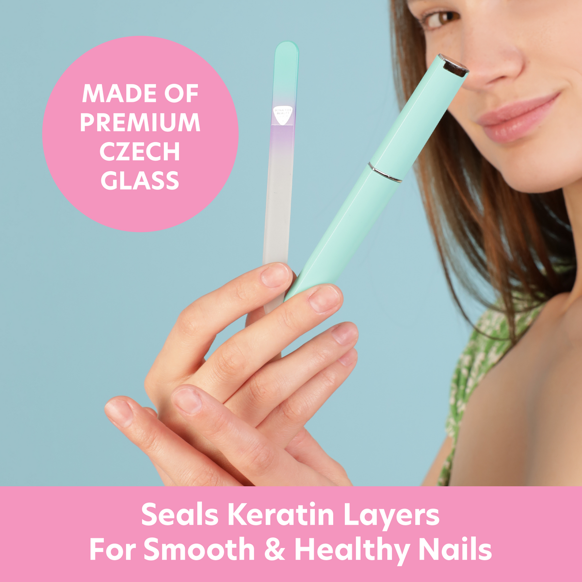 Single Czech Glass File - Aqua/Violet