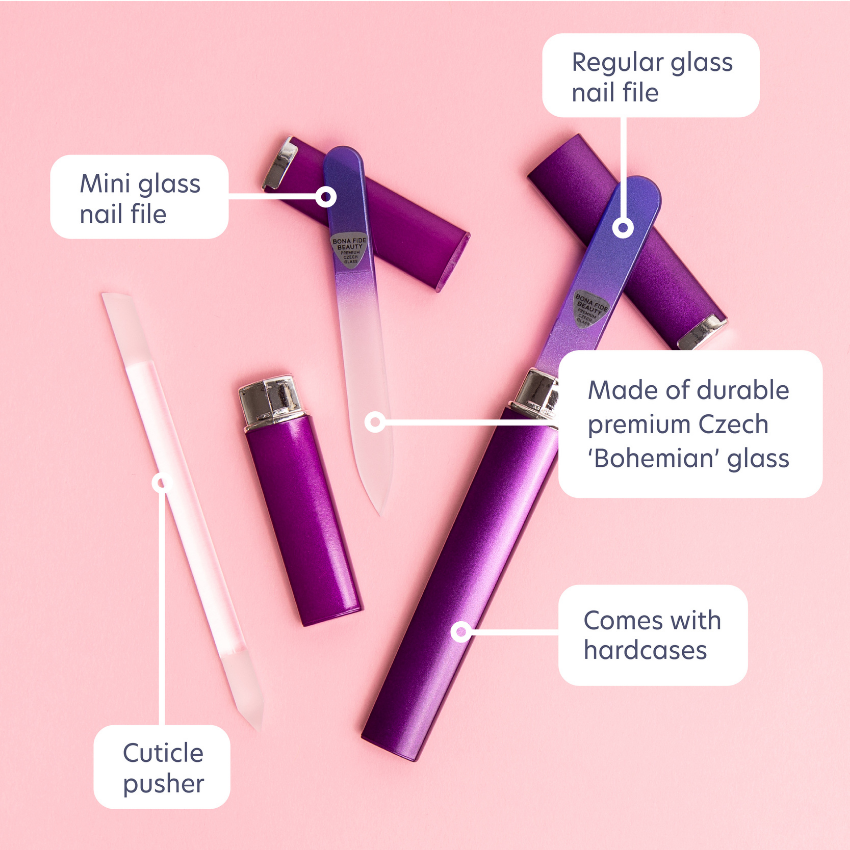 Czech Glass Manicure Set - Violet