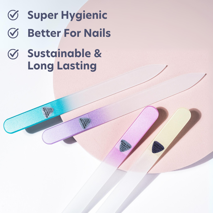 4-Pack Pastel Glass Nail Files With Sleeves