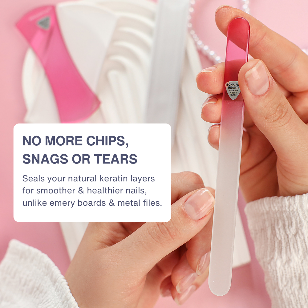 Bow Ergo Czech Glass Nail Duo Set in Pink