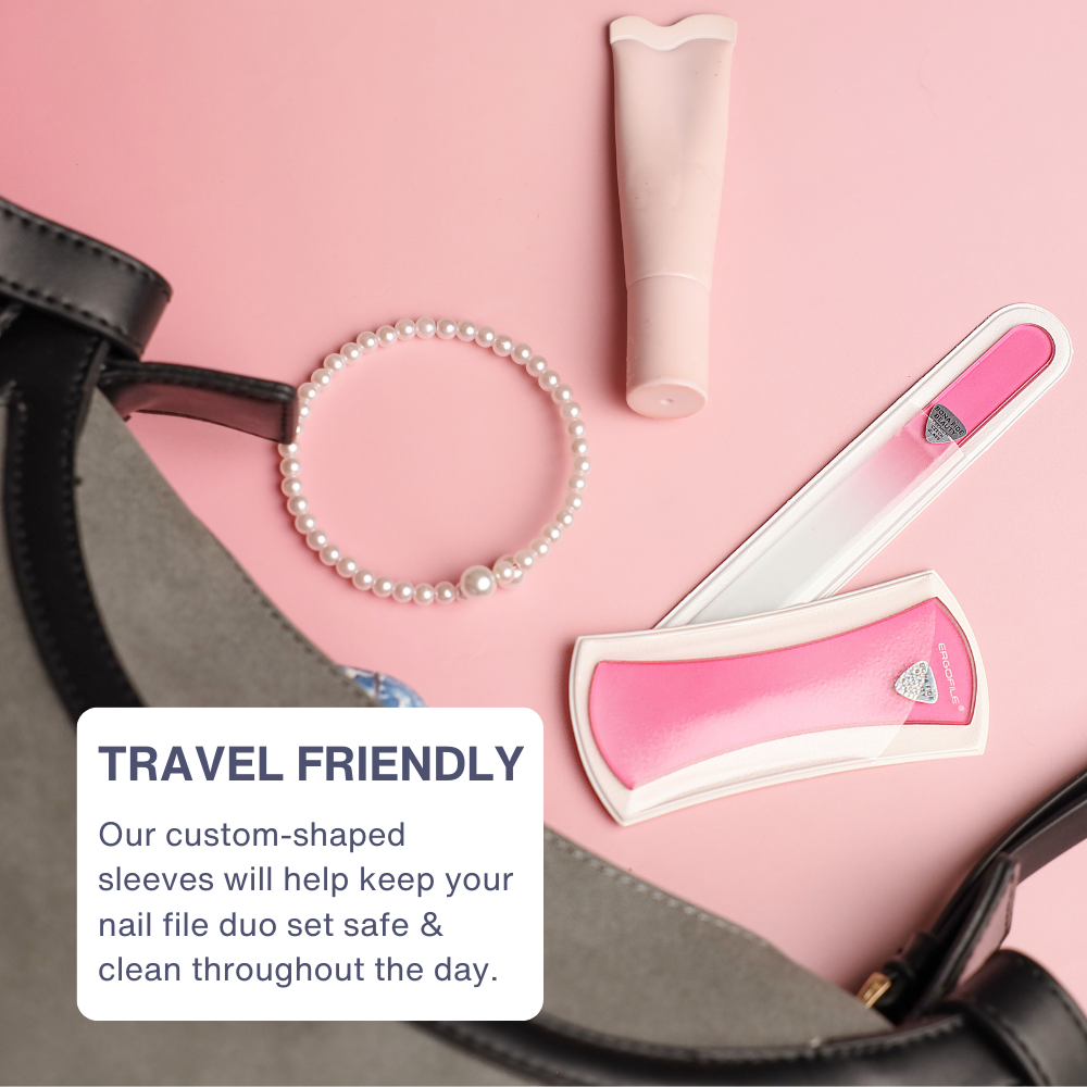 Bow Ergo Czech Glass Nail Duo Set in Pink