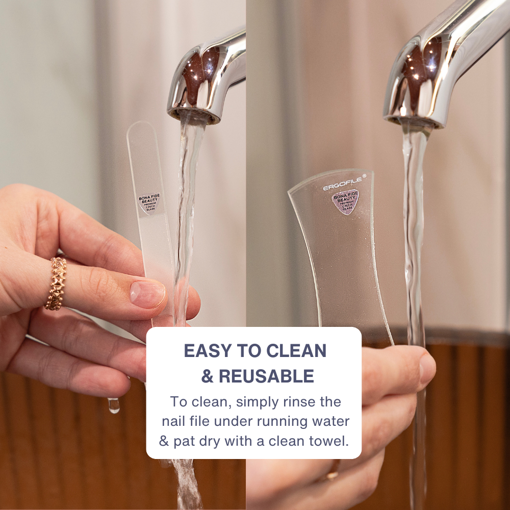 Bow Ergo Czech Glass Nail Duo Set in Clear