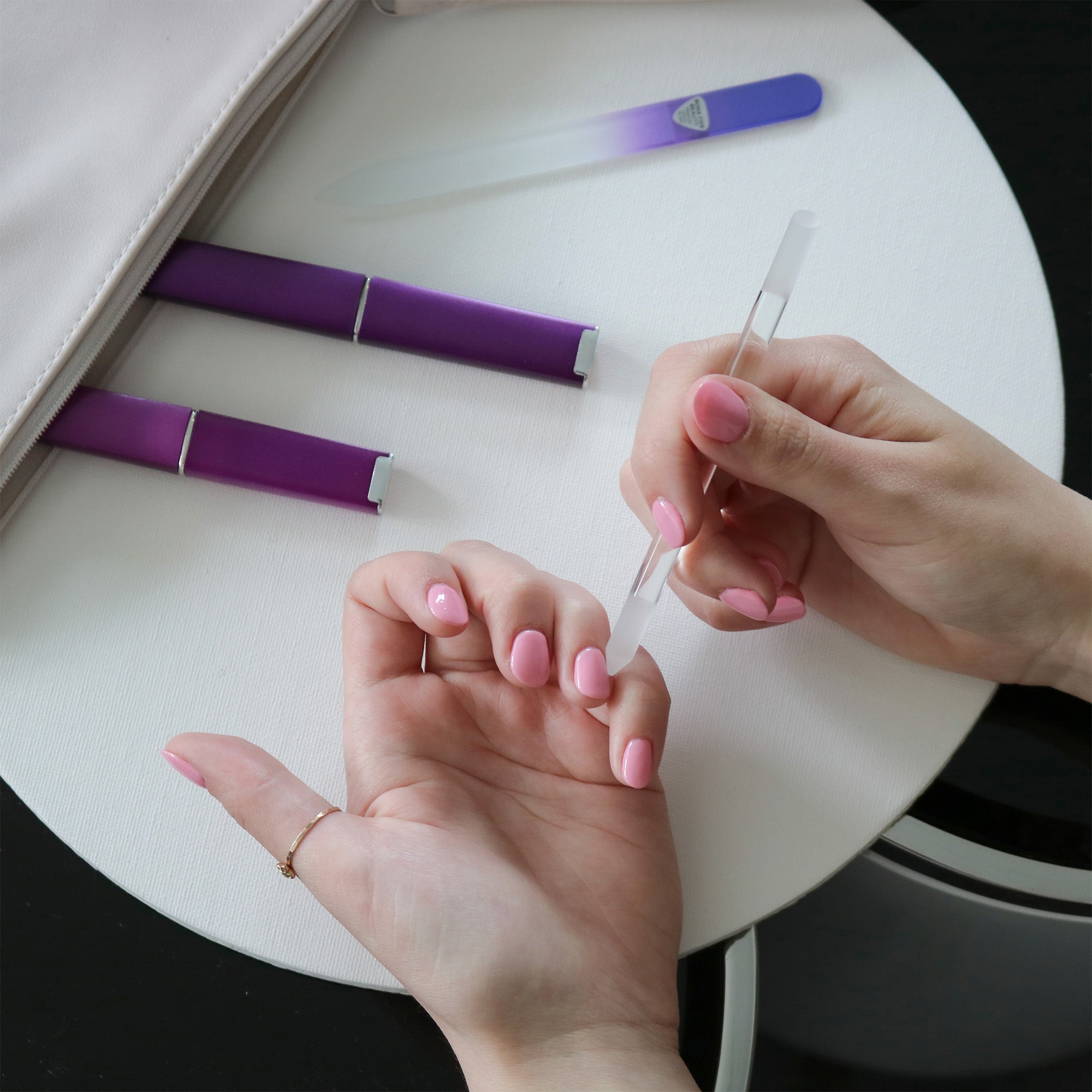 Czech Glass Manicure Set - Violet