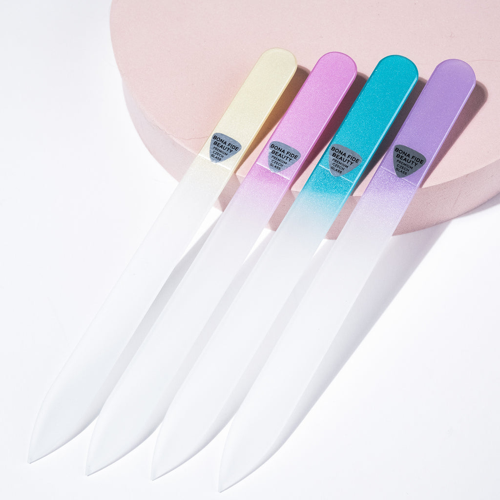 4-Pack Pastel Glass Nail Files With Sleeves